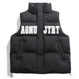 2024 Winter Korean Simple Ins Letter Printed Vest Cotton Clothing American Y2K Men Women Trendy Brand Loose Casual Vest Jacket