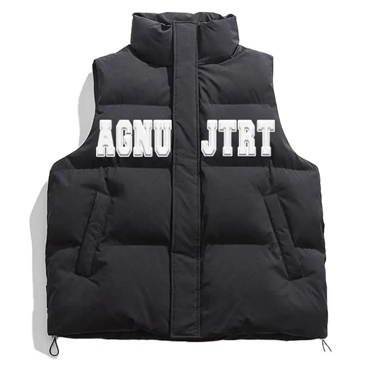 2024 Winter Korean Simple Ins Letter Printed Vest Cotton Clothing American Y2K Men Women Trendy Brand Loose Casual Vest Jacket