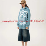 2024 New Vintage Letter Printed Mens Hooded Sweatshirt Long Sleeved Cl