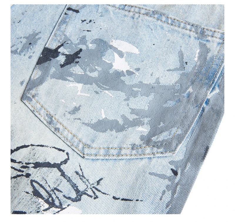 men baggy jeans graffiti printed loose straight denim pants luxury designer jeans male streetwear hip hop jeans trousers y2k unique jeans style 4527