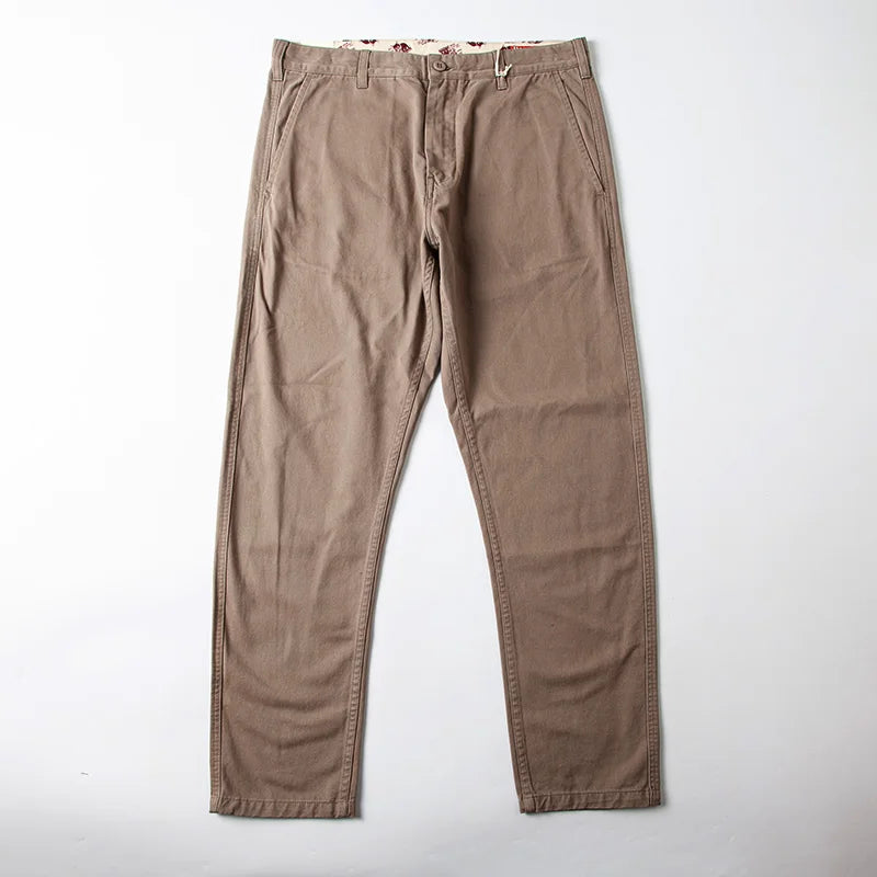 autumn winter heavyweight pure cotton thick american retro workwear khaki pants business casual mens basic solid color pants unique default style 1076