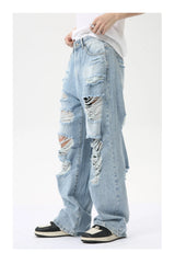 vintage ripped straight jeans blue baggy jeans trousers streetwear luxury loose casual distressed denim pants male y2k hombre unique jeans style 587