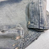 streetwear jacket featuring collarless wash denim motorcycle jacket design – premium quality jacket for men