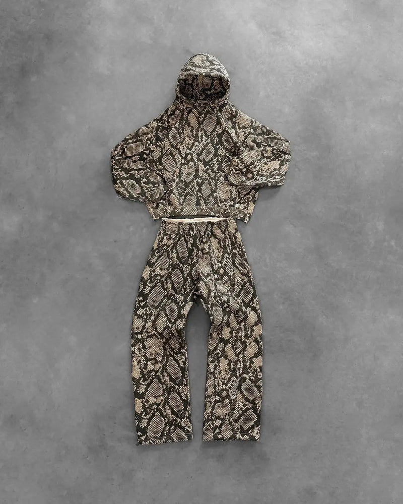 harajuku new y2k tracksuit men hip hop oversized hoodies 2 piece set retro snake pattern sweatshirts clothes for men streetwear unique default style 315