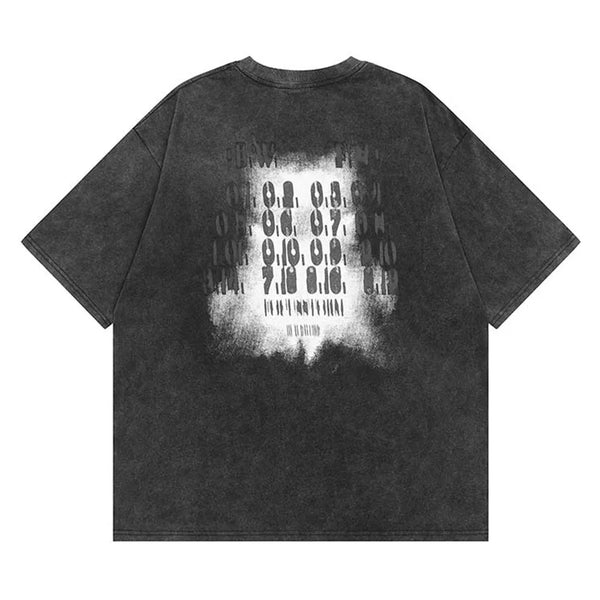 Anime Melting smiley – Mens Hip Hop Mens Oversized T Shirt Face Shadow Letter Graph