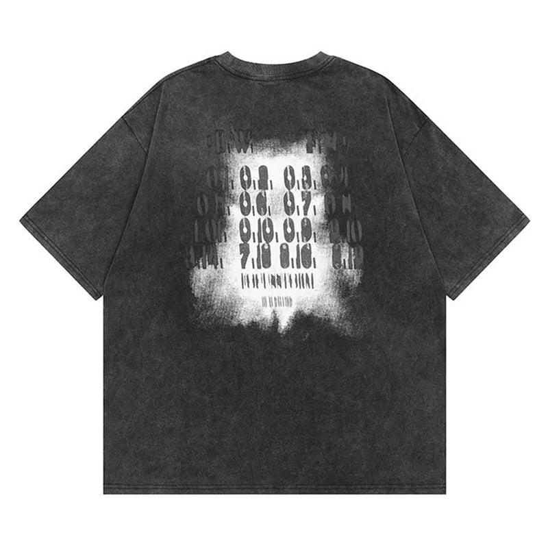 Anime Melting smiley – Mens Hip Hop Mens Oversized T Shirt Face Shadow Letter Graph