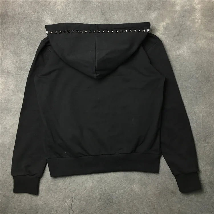 New Luxury Men Novelty Metal Rivets Hoodies Hoody Hooded Sweatshirts V