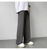 summer texture straight pants for men korean fashion baggy wide leg trousers casual drape pleated striped y2k pantalones hombre unique default style 494