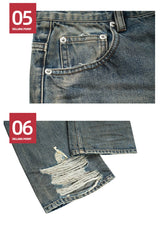 hi street vintage baggy jeans men retro blue loose straight denim pants distressed ripped dirty jeans trouser hip hop streetwear unique jeans style 5984
