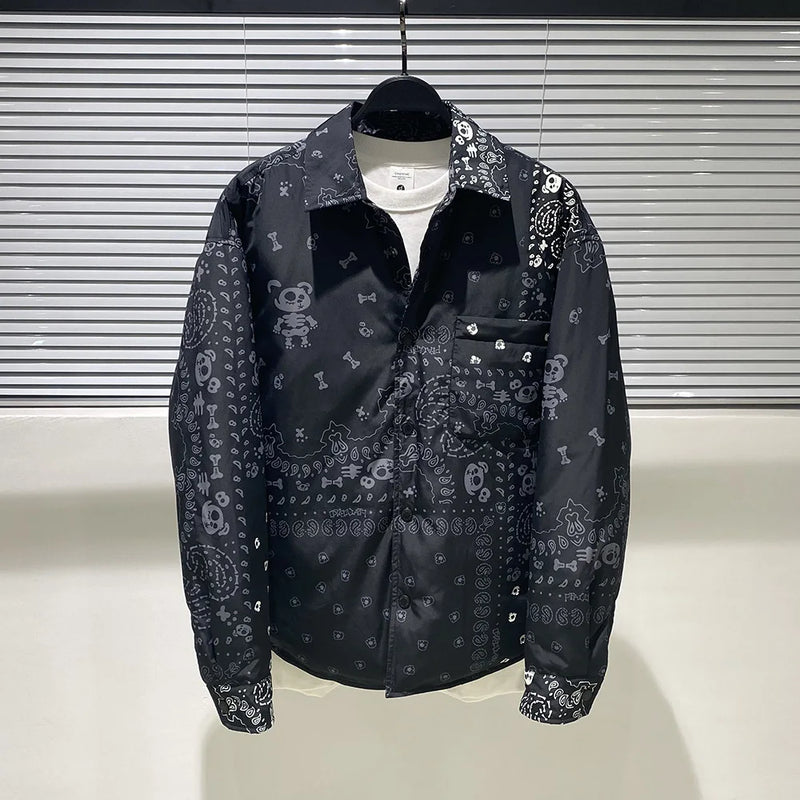 New fluorescent Luxury Men West Coast CRIPS Cashew Shirt Coats & Jackets / Down Coats Cotton Warm Winter Oversize Thin #A586
