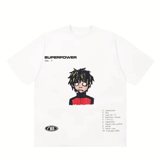 bold pastel cartoon t-shirt with broken urban graffiti flare
