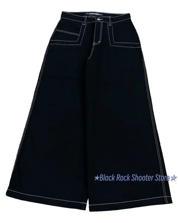 harajuku y2k streetwear wexwear jeans gothic hip hop letter embroidery baggy jeans pants womens high waist wide leg trousers unique jeans style 2277