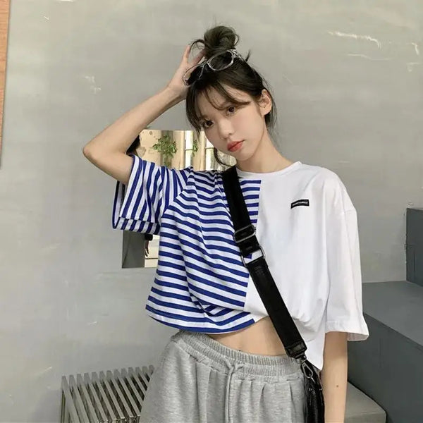 Trapwear Anime panel – Short Sleeved T Shirt Women 2024 New Summer Design White Spl