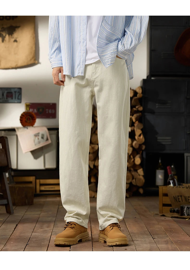 men classic fashion vintage casual loose plus size 28 42 straight white soft denim jeans pant cityboy jeans long trousers man unique jeans style 2121
