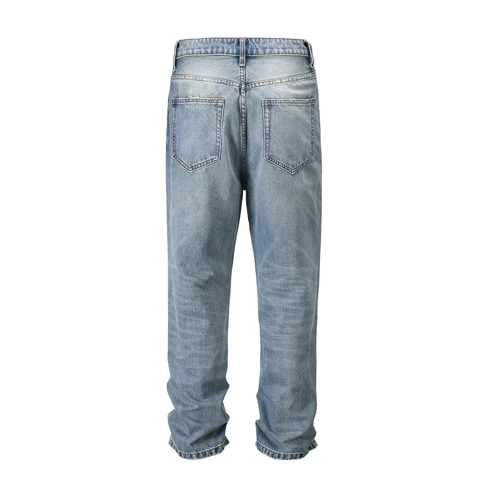 ripped hole washed baggy pantalones hombre jeans pants mens streetwear vintage frayed ropa y2k casual denim trousers oversized stacked flare jeans