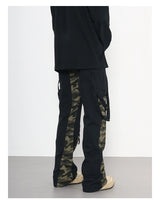 men patchwork camouflage cargo pants streetwear side pockets harajuku joggers unisex hip hop baggy loose straight flare trousers unique joggers style 2844