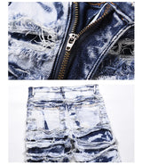 men distressed ripped destroied denim jean pants new fashion patchwork biker jeans streetwear slim pants jogger y2k men s jeans unique joggers style 4022