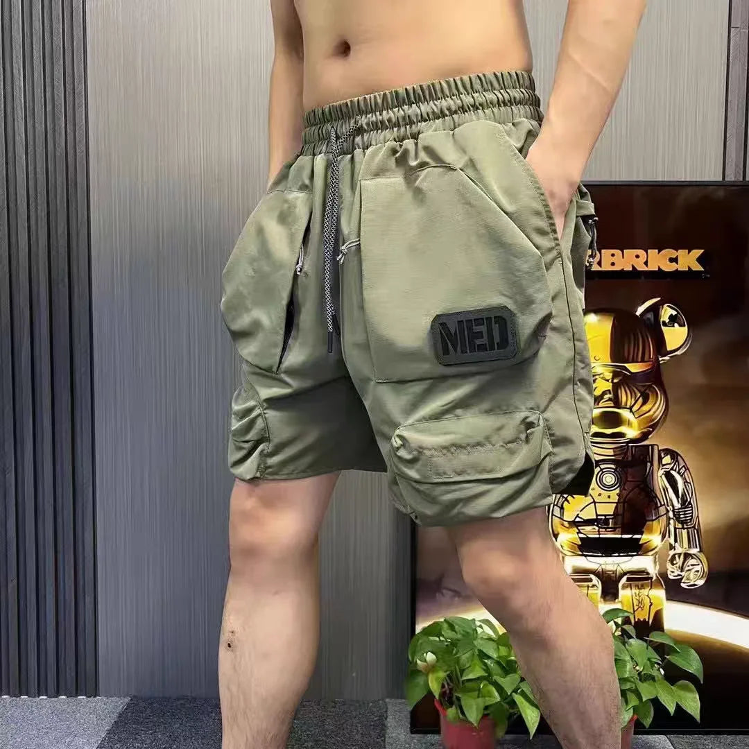 Large Pocket Mens Cargo Shorts with Pockets Letters Outdoor Sports Function