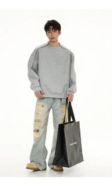 Zipper Pullover Sweatshirt Men Women Streetwear Fashion Loose Casual B