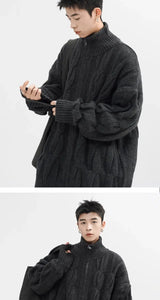 Autumn and Winter American New Style Men and Women Trendy Personalized Stand up Collar Knitted Shirt Couple Loose Retro Simple