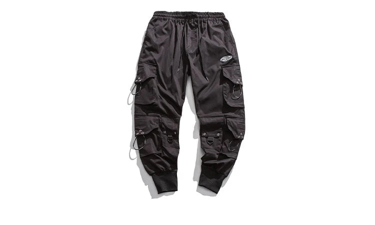hip hop loose fit elastic waist cargo pants fashion side pocket ankle pants mens new casual drewstring sportwear pants joggers unique joggers style 3766