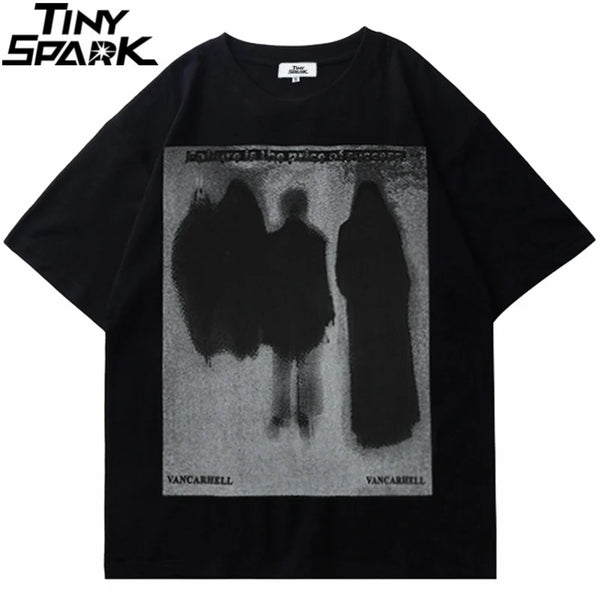Anime Aesthetic print tee – Men Hip Hop T Shirt Streetwear Dark Style Shadow Printed T S