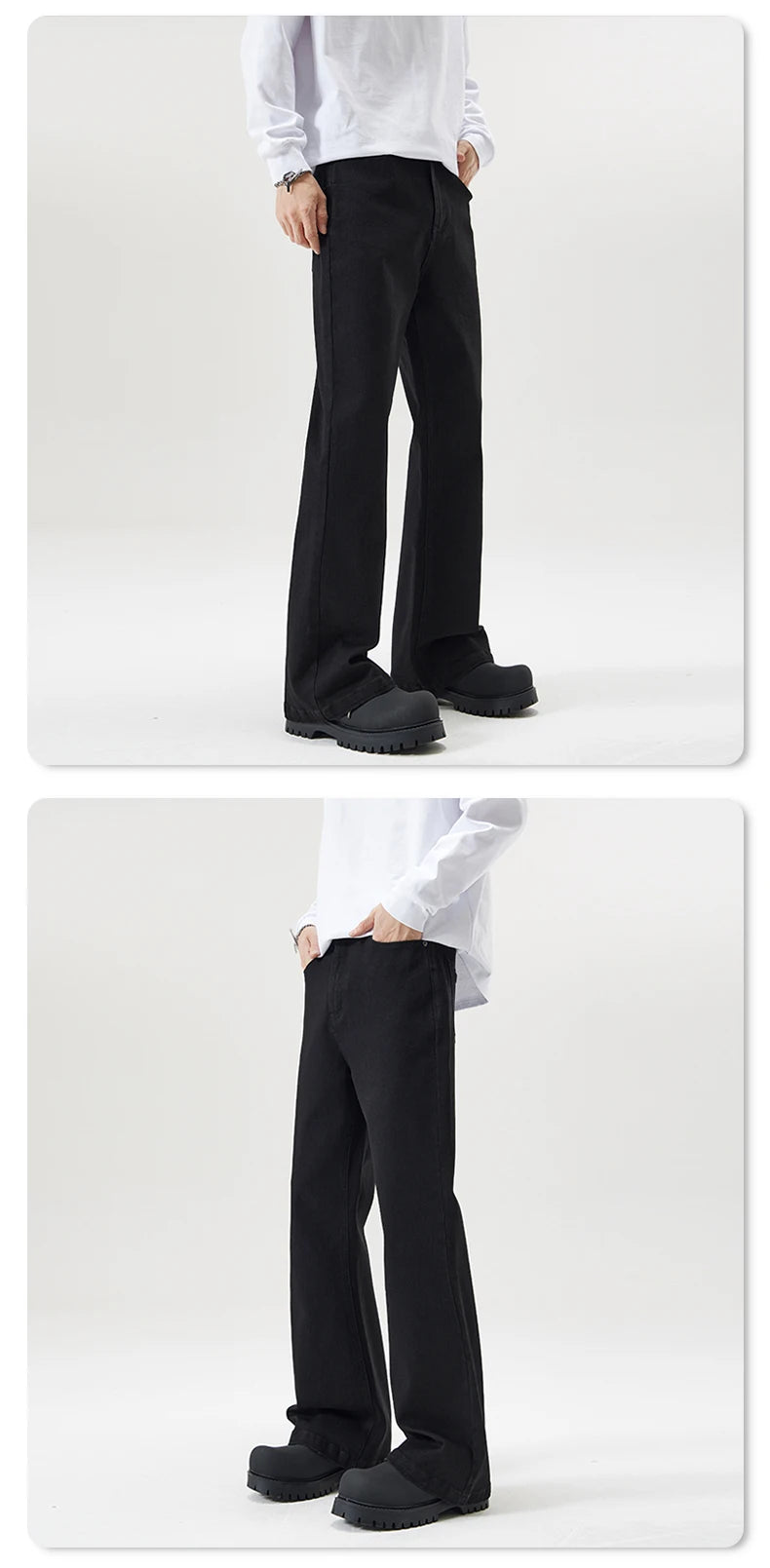 men black elastic denim micro flared jeans pants streetwear fashion cleanfit hip hop punk slim fit jeans y2k pants trouser unique jeans style 1814