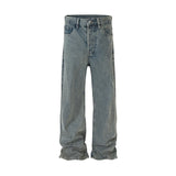 new washed faded distressed baggy jeans for men straight high street retro casual denim trousers vintage loose cargo pants military streetwear pants