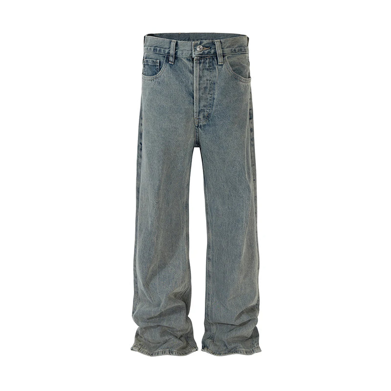 new washed faded distressed baggy jeans for men straight high street retro casual denim trousers vintage loose cargo pants military streetwear pants