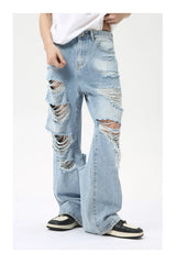 vintage ripped straight jeans blue baggy jeans trousers streetwear luxury loose casual distressed denim pants male y2k hombre unique jeans style 589