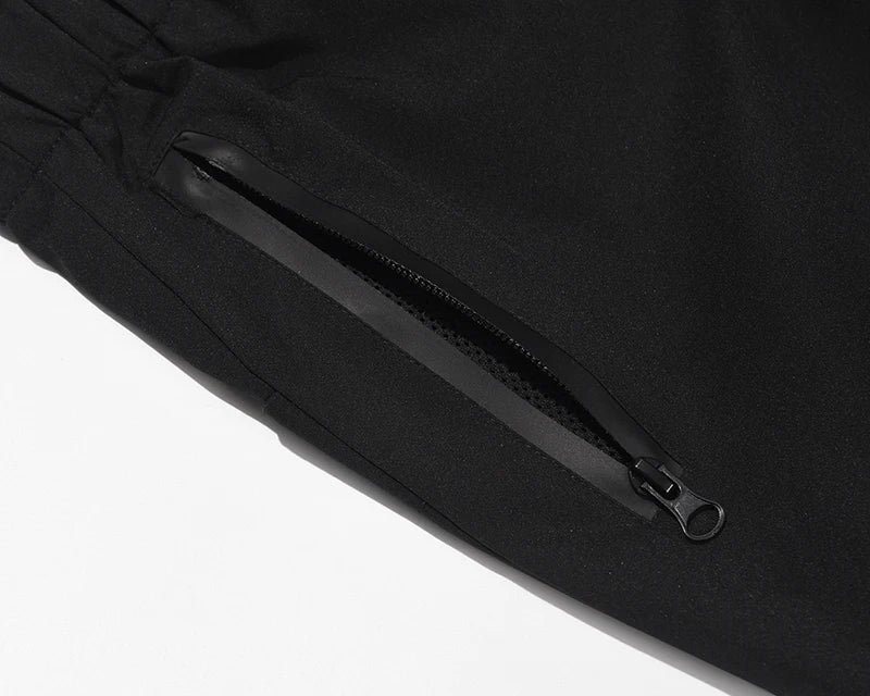 high street zipper pockets quick dry vibe style mens track pants elastic waist straight retro black casual trousers unique default style 457