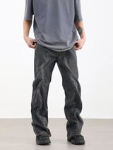 contorted fold design denim jean pants men straight biker jeans trousers 2023 fashion motorcycle unisex hip hop pants y2k pants unique jeans style 4180