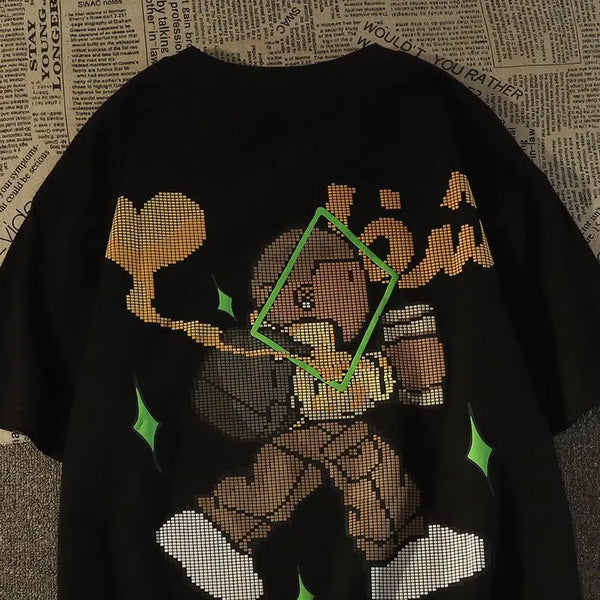 Cyberpunk Tribal flame – Trendy Brand Retro Cartoon Pure Cotton Short Sleeved T Shirt