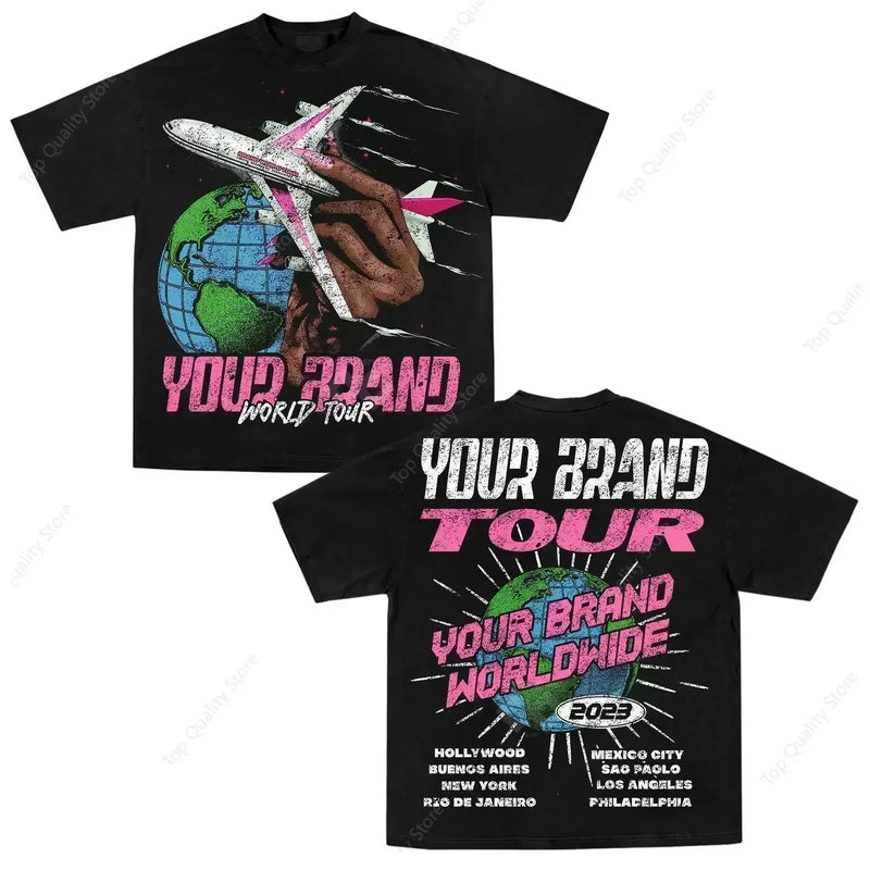 Vaporwave Anime panel – New Gothic Cartoon Toy Letter Printed Large Pattern T Shirt