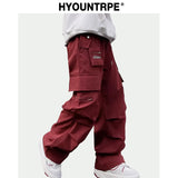 fashion loose streetwear cargo pant unisex casual multi pocket wide legs drewstring trousers hip hop joggers mens baggy pants streetwear sweatpants