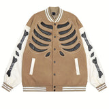 mens streetwear jacket bone skeleton baseball bomber retro coat hip hop harajuku loose oversized unisex nan fashion photo sty - variant style bd8070 for streetwear fashion