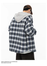Winter Quilted Thick Plaid Hooded Jacket Men Wmen Streetwear Fashion Oversize Loose Casual Hoody Jacket Padded-cotton Parka Coat