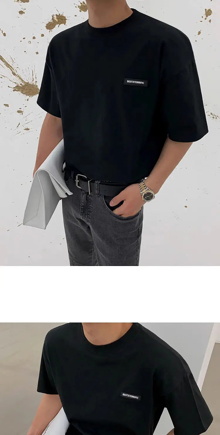 Sadcore Crying angel – Korean Style Summer New Short Sleeved T Shirt For Men Solid