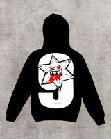 American Gothic Cartoon Letter Print Oversized Hoodie Womens Y2K Stree