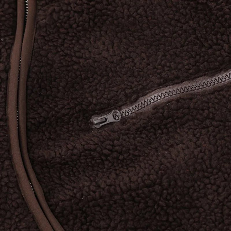 high street fleece hooded jackets and coats new casual warm hoodies hairy curved zipper outerwear streetwear winter men brown - variant style 1b7556 for streetwear fashion