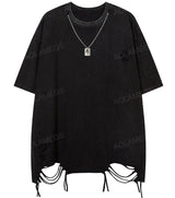 Skatercore Crying angel – Men T Shirts Solid Ripped With Necklace T Shirt Harajuku Vin