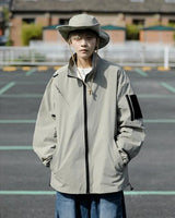 Outdoor Mens Charge Jacket Retro Loose Stand Collar Waterproof Tooling