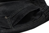 ro style ribbons streetwear multi pockets cargo short for men elastic waist wide leg baggy jeans knee length pants loose overall unique cargo style 4488