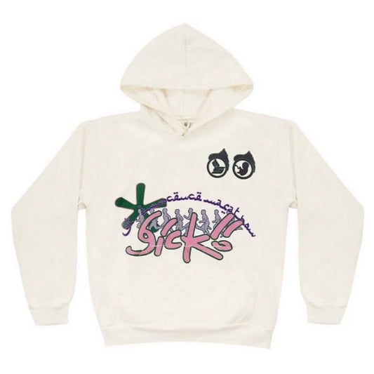 vaporwave chrome print featuring new luxury 2023 born from pain ian connor sicko pullover hoodies hoody hooded sweatshirts velvet cotton thick fleece white 242