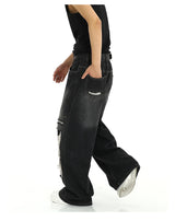 fashion ripped holes denim jeans harajuku patchwork straight jean trousers y2k trouser mens hip hop streetwear baggy jeans pants unique jeans style 4601