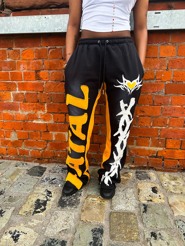 y2k sanitary pants casual pants elastic straight leg pants letter patchwork streetwear hip hop rap street dance matching pants menswear bottoms