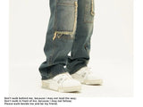 american high street trendy men and women trendy personalized straight tube washed jeans couple loose retro casual pants y2k unique jeans style 12