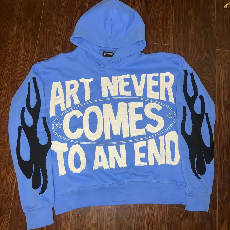American Fashion Goth Trend Letter Pattern Oversized Hoodie Mens Retro