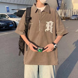 Glitchcore Barcode glitch – Korean Fashion Embroidery Polo T Shirt High Street Short Sle