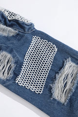 distressed skinny flared micro flare jean for mens mesh big destroyed ripped denim jeans hip hop biker jeans pants male unique jeans style 1332